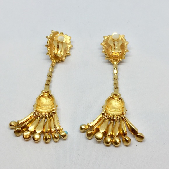 Turquoise Tassel Earrings Licensed by V & A - Picture 3 of 4